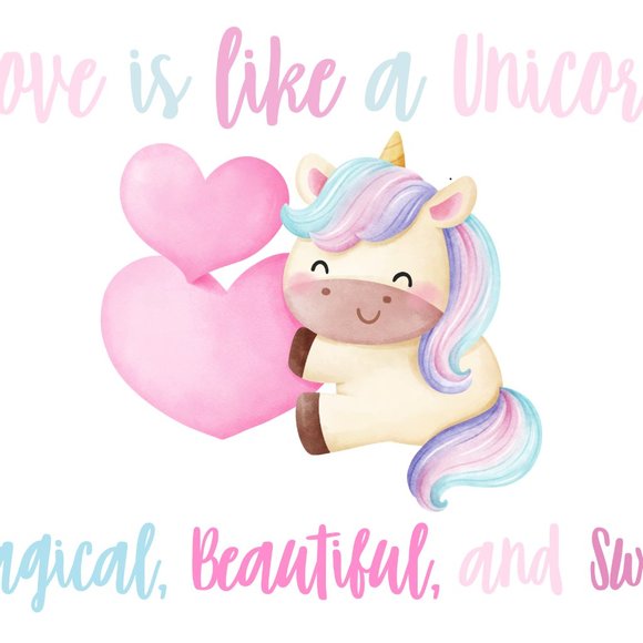 Sweet Valentine's Day Gift Love is Like A Unicorn 8x10 Unframed Wall Art - Picture 2 of 2